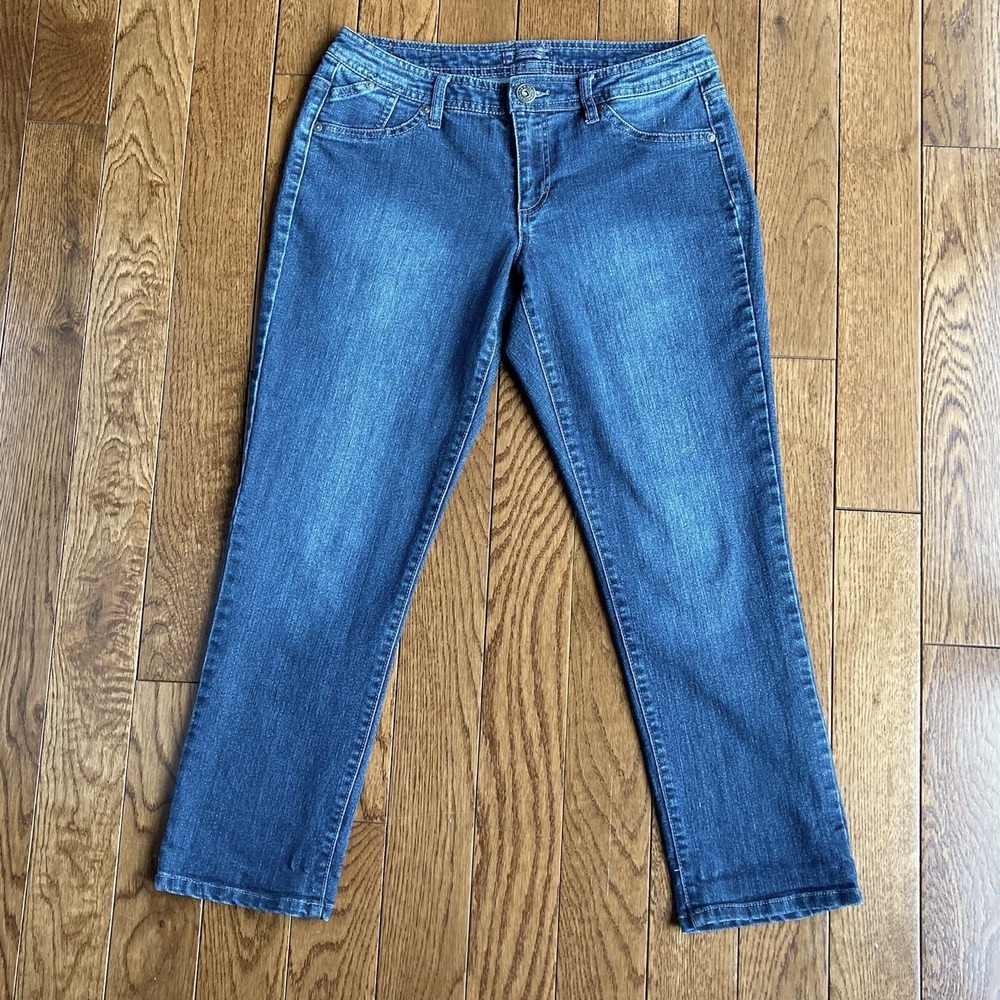 Bandolino Lania Ankle Cropped Embroidered Stretch Denim Jeans Womens 6 32 32x26 - Picture 3 of 12